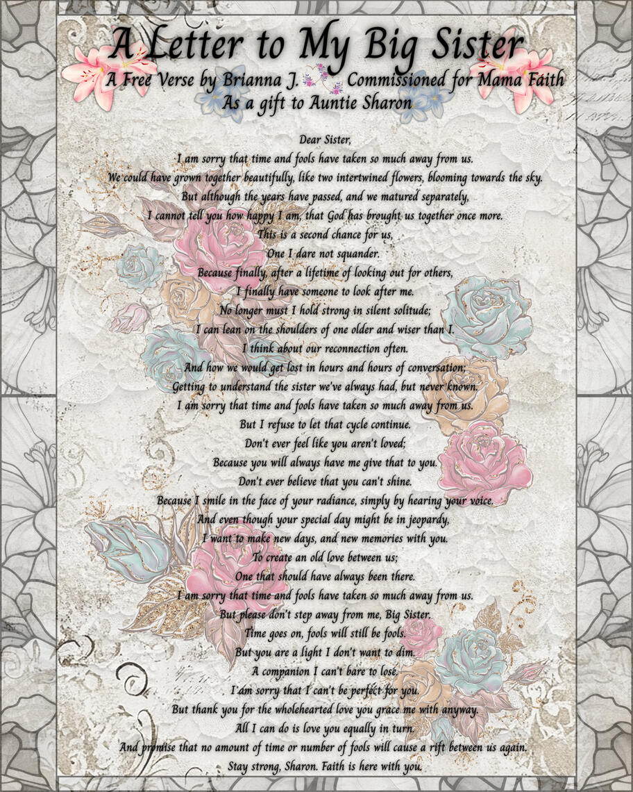 A Letter to My Big Sister [Free Verse]
